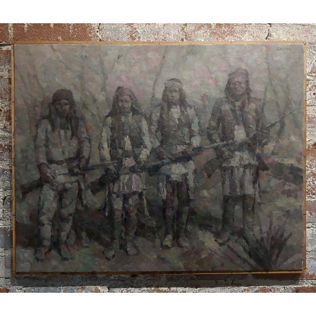 Black Stevan Kissel " Group of Apache Scouts u.s. Army 1866–1914" Oil Painting For Sale - Image 8 of 8