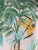 Artisan hand-painted chinoiserie mural set with soft blush pink background, beautifully detailed with tropical palm...