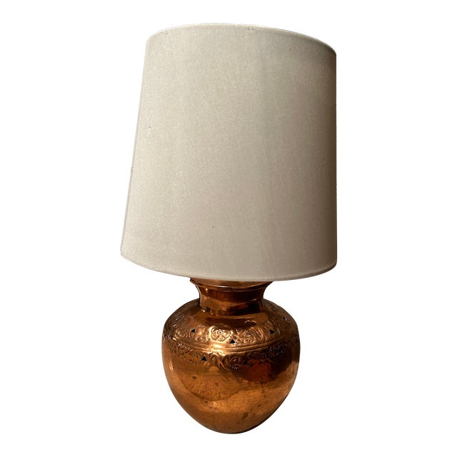 1990s Small Copper Lamp Made in India For Sale
