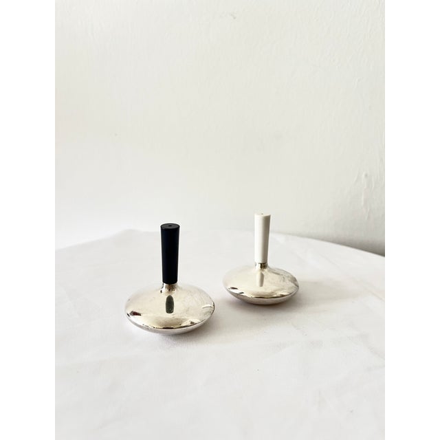 Black Vintage Art Deco Silver-Plated Salt Pepper Set by Hjordis Haugaard, 1930s, Set of 2 For Sale - Image 8 of 10