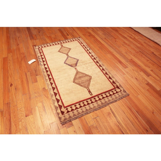 Small Vintage Persian Neutral Tone Gabbeh Rug, Country of Origin: Persia, Circa Date: Vintage