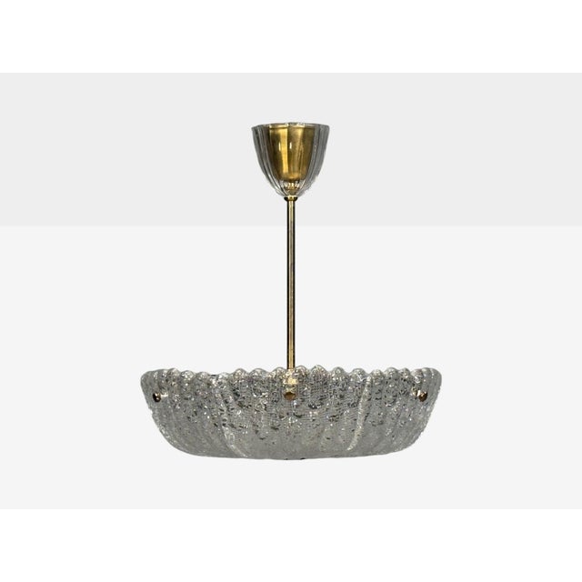 Mid-Century Modern 1960s Carl Fagerlund, Chandelier, Textured Glass, Brass For Sale - Image 3 of 12