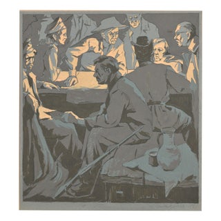 Albert Goltjakov, Discussion, 1958, Mixed Media on Paper For Sale