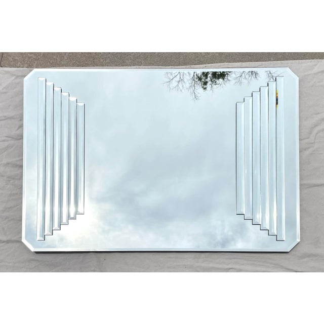 Silver Postmodern Modern XL Beveled Wall Mirror For Sale - Image 8 of 10