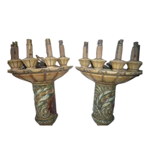 1920's French Art Deco Carved and Patinated Wall Sconces a - Pair