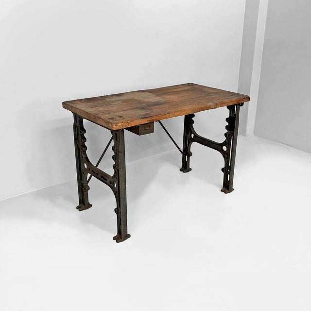 Italian Industrial Wooden and Cast Iron Console Table, 1800s For Sale - Image 18 of 18