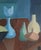 Paint Mid-Century Modern 'Still Life With Cat Figurine' Vintage Swedish Original Geometric Interior Oil Painting, Framed For Sale - Image 7 of 10