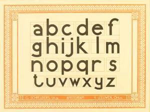 1907 Dutch Letterpress Sheet, Matted (Abcdef Ghijklm Npqrst Uvwxyz)