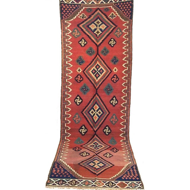 Antique Oriental Nomadic Ardabil Kilim, 1930s For Sale - Image 13 of 13