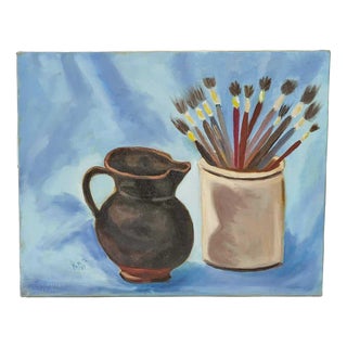 Unknown, Vase, 1970s, Oil on Canvas For Sale