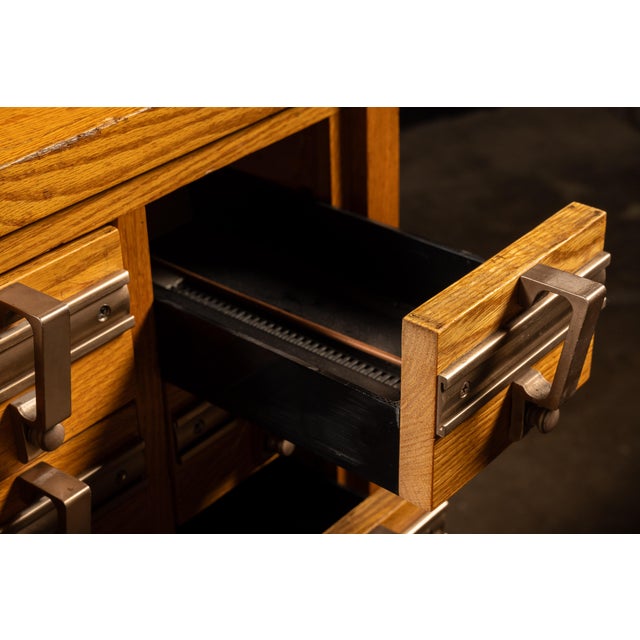 Brown Mid-Century 30-Drawer Oak Card Catalog For Sale - Image 8 of 9