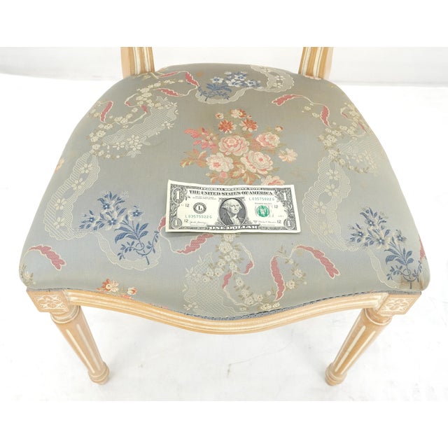 Oval Back Silk Upholstery Cane Back White Wash Finish French Side Chair CLEAN For Sale - Image 6 of 9