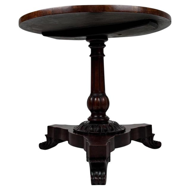 Wood 19th Century English Round Mahogany Tripod Side Table For Sale - Image 7 of 7