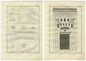 Funerary Procession and Tomb Façade of Osymandias, 1776, Paper, Set of 2