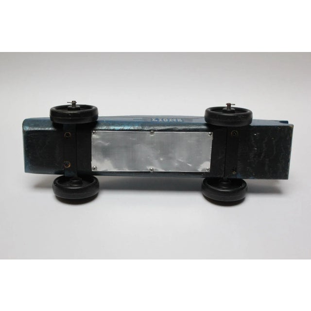 1970s Vintage Hand-Crafted Wooden Model Car With Detriot Lions Graphics For Sale - Image 5 of 13