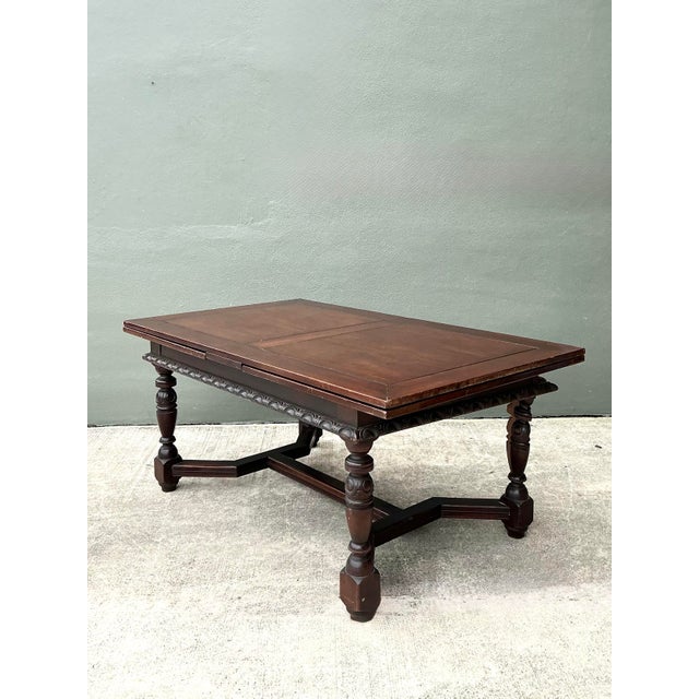 Vintage Carved Wood Extension Dining Table For Sale - Image 11 of 12