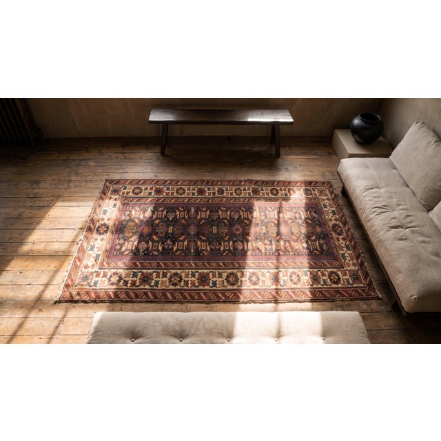 Late 19th Century 1880s Brown Geometric Tribal Antique Caucasian Shirvan Carpet 3'2" X 8' Wool Handknotted Rug For Sale - Image 5 of 7