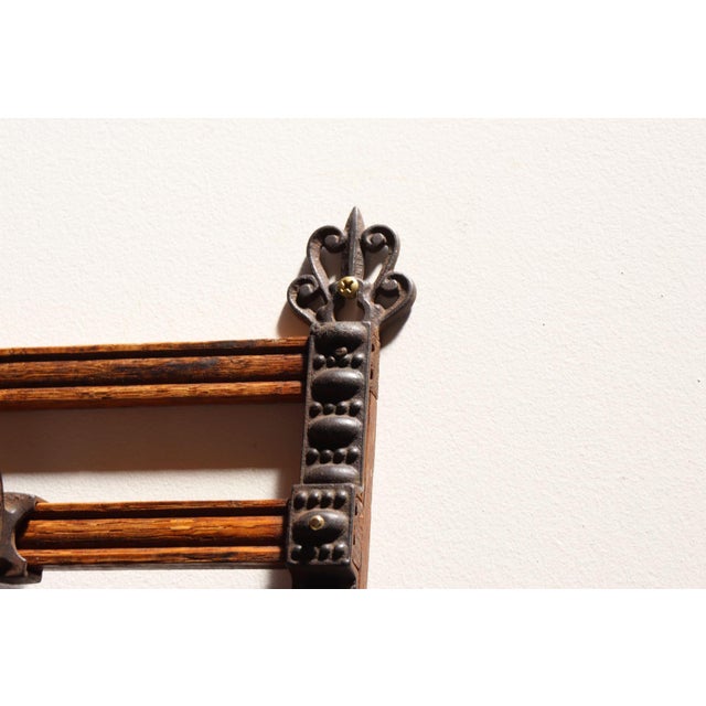 Antique Victorian Style Oak and Cast Iron Coat Rack For Sale - Image 15 of 17