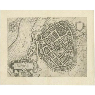 Antique Map of the City of Roermond by Guicciardini, 1613 For Sale