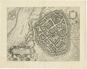 Antique Map of the City of Roermond by Guicciardini, 1613