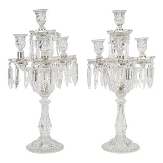 Four-Arm Crystal Candleholders, Set of 2 For Sale