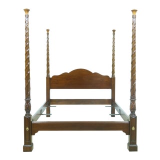 Hickory Chair Co Queen Size Mahogany Ribbon Post Poster Bed For Sale