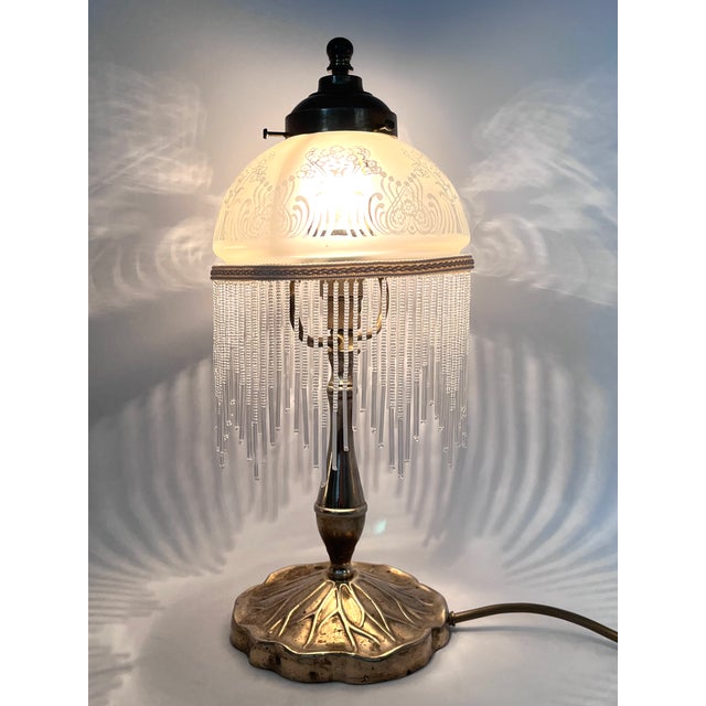 Brass Lamp with Glass Beads Shade from Hepa, 1970s For Sale - Image 3 of 18