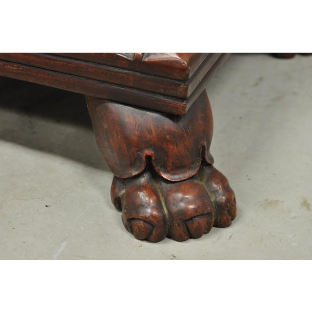 Antique American Empire Carved Mahogany Cannonball Paw Foot Pedestal Table Base For Sale - Image 16 of 18