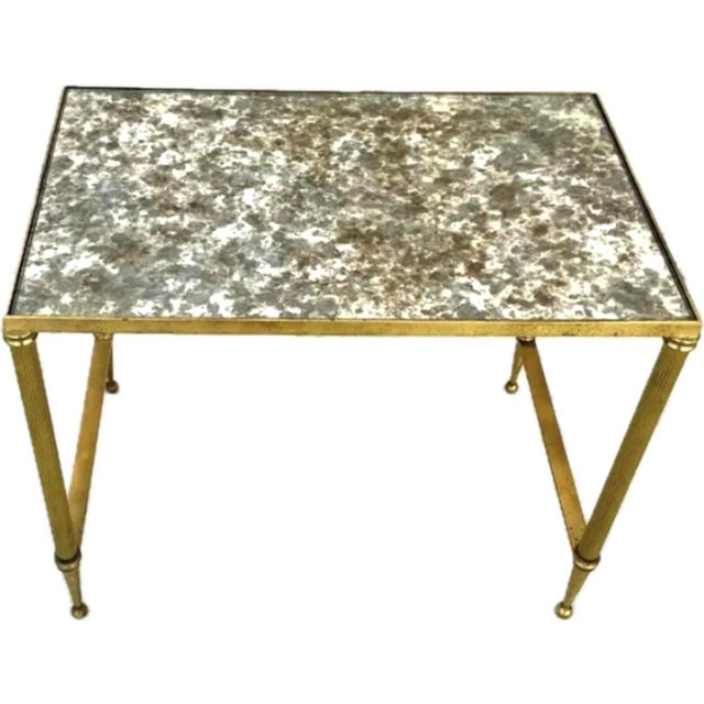 Mid Century Brass Nesting Tables in Maison Jansen Style For Sale - Image 10 of 11