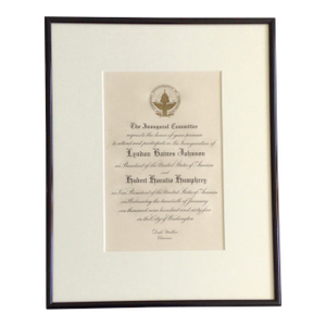 1965 Lyndon B. Johnson as President and Hubert Horatio Humphrey as Vice President of the United States Inauguration Invitation