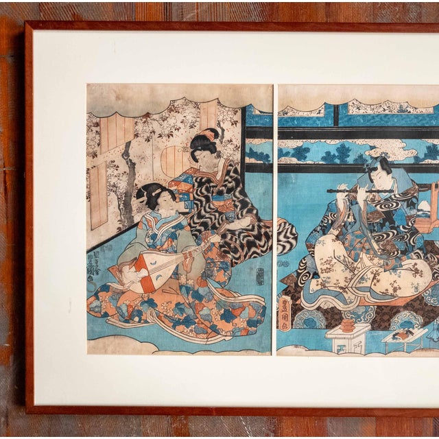 Japanese 19th Century Japanese Ukiyo-E Woodblock Triptych Print by Utagawa Kunisada, Toyokuni III For Sale - Image 3 of 15