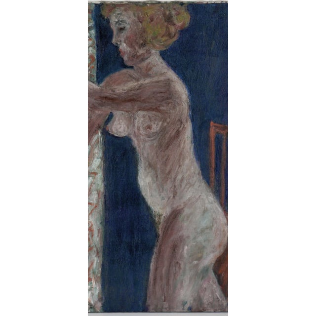 1960s 1960s Expressionist Figurative Nude Woman with Red Chair Oil Painting by Honora Berg For Sale - Image 5 of 12