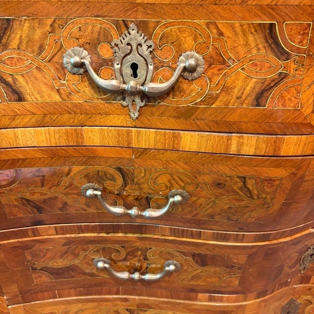 Mid 18th Century 18th Century German Baroque Walnut Bombe Commode With Marble Top For Sale - Image 5 of 5