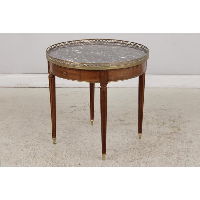 1950s French Louis XVI Style Marble Top Round Lamp Table For Sale - Image 5 of 15