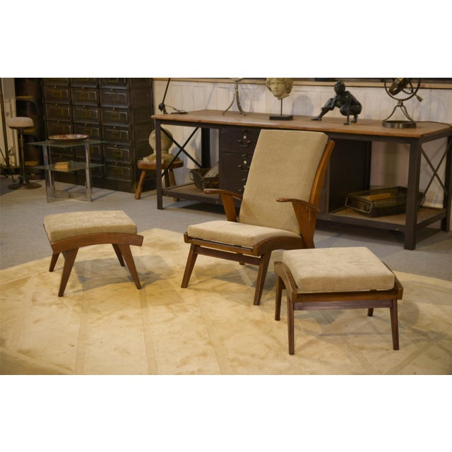 Scandinavian Armchair and Ottomans, 1960s, Set of 3 For Sale - Image 16 of 16