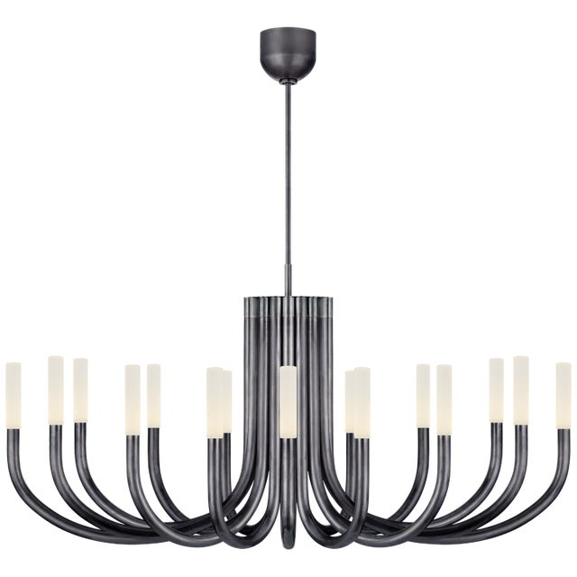 Rousseau Large Oval Chandelier in Bronze with Etched Crystal Designer: Kelly Wearstler Fixture Height: 22" Min. Custom...