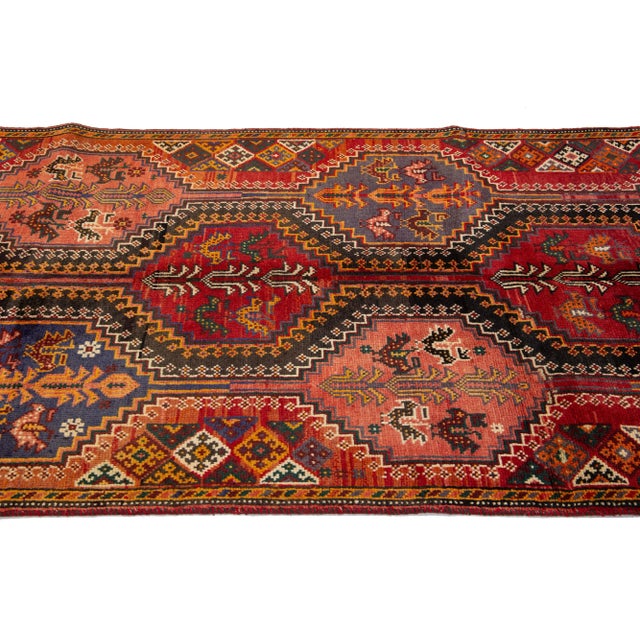 Persian 4 X 8 Multicolor Vintage Shiraz Persian Wool Rug With Allover Design For Sale - Image 3 of 10