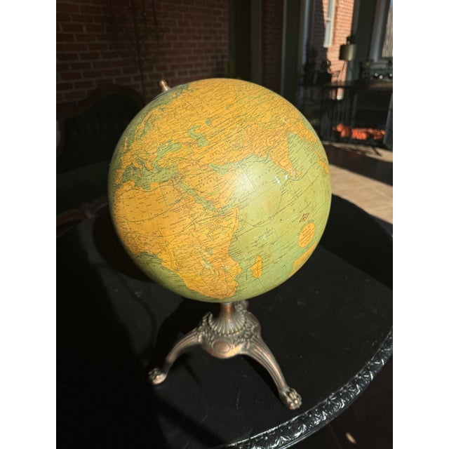 Lithographed and Cast-Iron Globe terrestrial globe. early 20th century, perfect decor for office or study, beautiful cast...