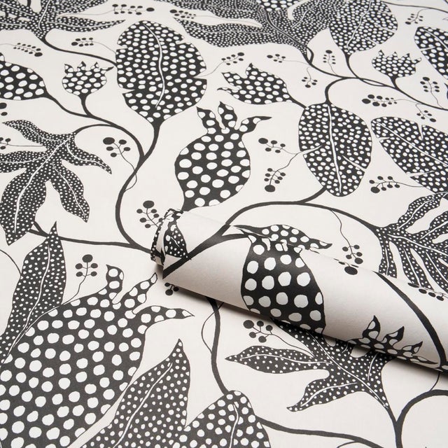 Schumacher SAMPLE - Schumacher x Marian Mcevoy Polka Dot Jungle Wallpaper In Black & Cream For Sale - Image 4 of 4
