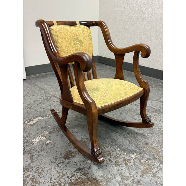 Traditional Empire Style Wood Rocking Armchair, Vintage For Sale - Image 3 of 12