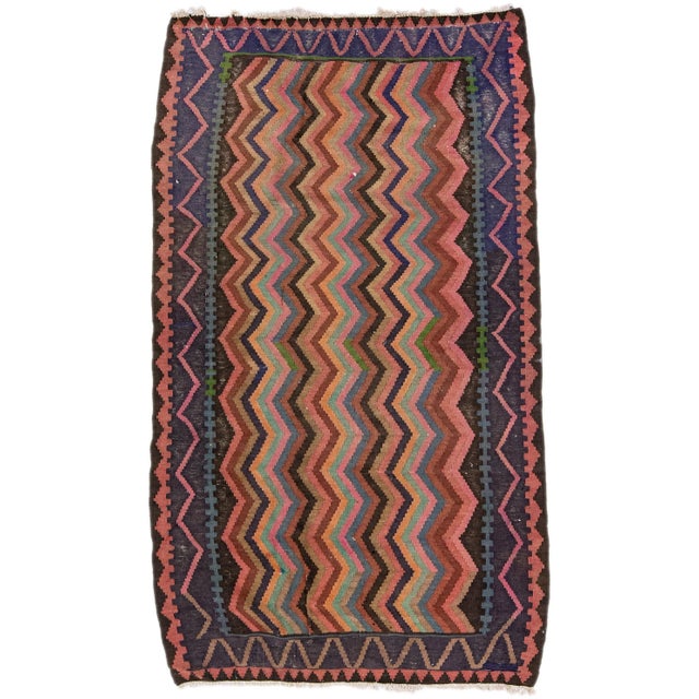Pink Mid-20th Century Turkish Kilim Multicolor Handmade Tribal Wool Rug For Sale - Image 8 of 8