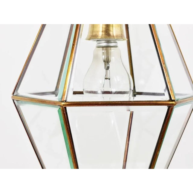 Metal Art Nouveau Pendant Lamp Lantern in the style of Adolf Loos, 1900s For Sale - Image 7 of 11