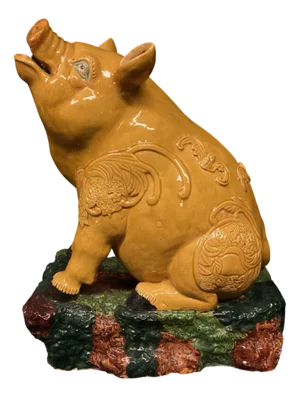 Earthenware Pig Sculpture, 1800s
