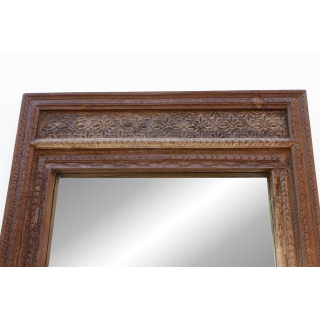 Antique Diamond Rosette Carved Floor Mirror For Sale In Los Angeles - Image 6 of 8