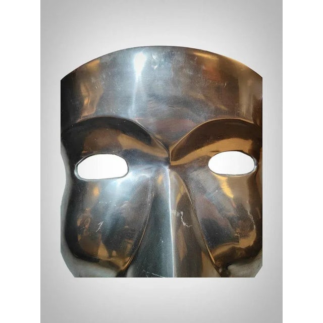 1950s Large Polished Metal Decorative Mask, 1950s For Sale - Image 5 of 8
