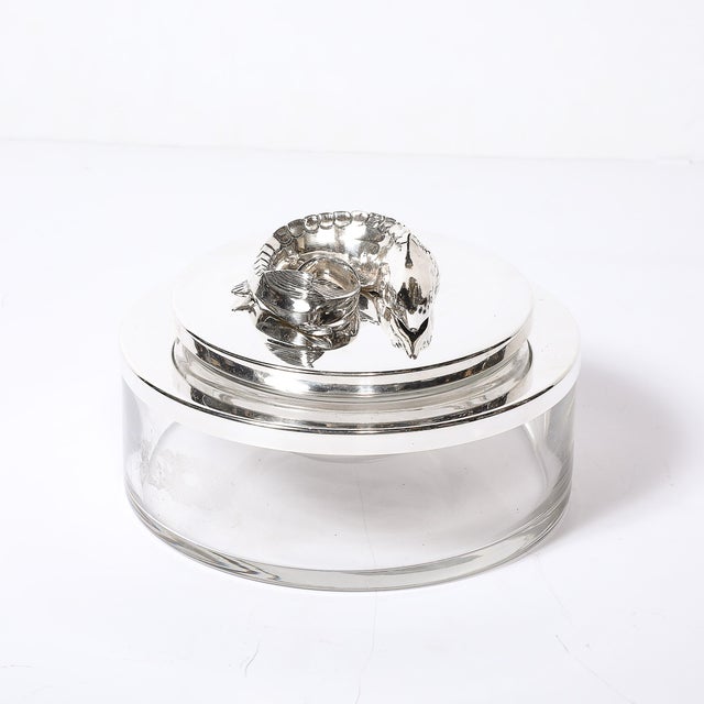 Mid-Century Modern Mid-Century Silver Plate & Glass Caviar Service With Sculptural Sturgeon Handle For Sale - Image 3 of 18