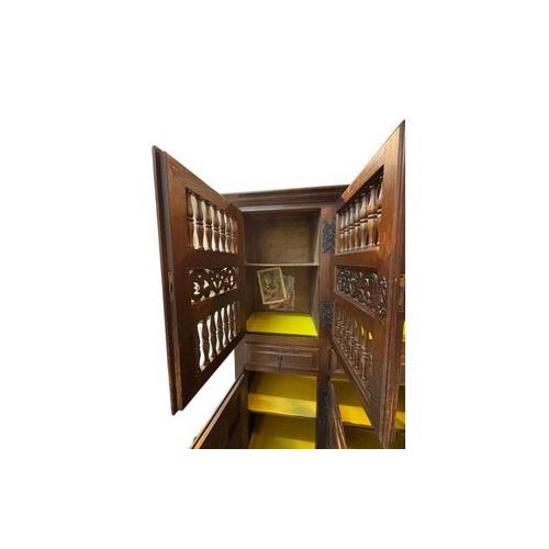 Large Castilian Wood Pantry Cabinet with Perforated Doors For Sale - Image 6 of 15