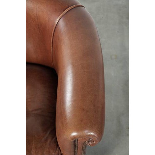 Brown Club Chair in Cowhide Leather For Sale - Image 8 of 13