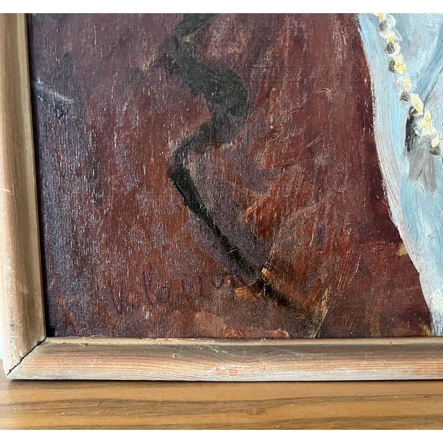 Portraiture Vintage French Expressionist Woman Portrait Oil Painting For Sale - Image 3 of 5