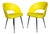 Vintage Yellow Faux Leather Armchairs with Brass Legs, 1950s, Set of 2 For Sale